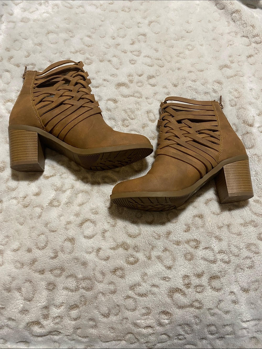Arizona Jean Company Woven Strappy Ankle Boots - Tan